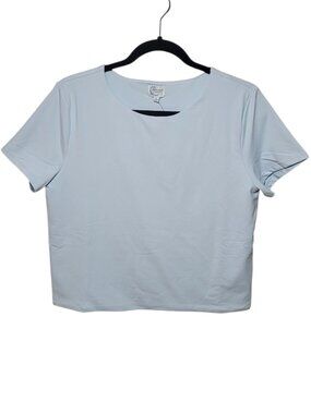 Blue Rain Francesca’s Blue Cropped Short Sleeve Top Double Lined XLarge NWT